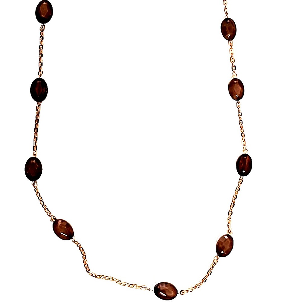 Gold Chain Necklace Brown Beads Fashion Jewelry